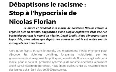 Débaptisons le racisme : Stop à l’hypocrisie de Nicolas Florian.